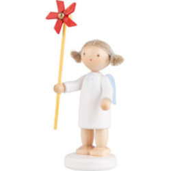 Flax Haired Angel with Wind Wheel - 5 cm / 2 inch