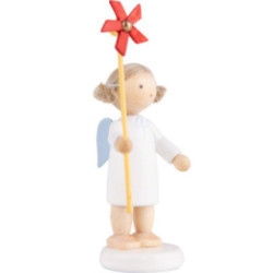 Flax Haired Angel with Wind Wheel - 5 cm / 2 inch