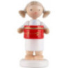 Flachshaarengel mit Konfektdose, rot - 5 cm