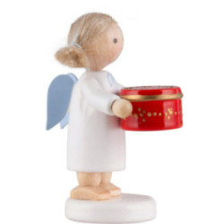 Flachshaarengel mit Konfektdose, rot - 5 cm