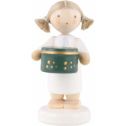 Flax Haired Angel with Can with Sweets, Green - 5 cm / 2 inch