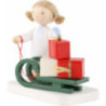 Flachshaarengel mit Weihnachtsschlitten - 5 cm