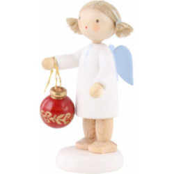 Flax Haired Angel with Christmas Tree Ball - 5 cm / 2 inch