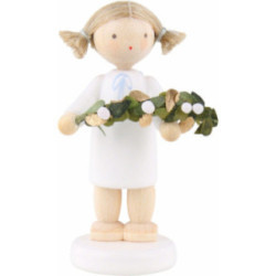 Flax Haired Angel with Mistletoe - 5 cm / 2 inch