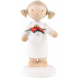 Flax Haired Angel with Christmas Star - 5 cm / 2 inch