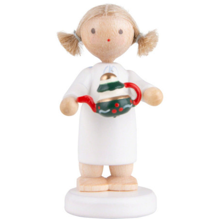 Flax Haired Angel with Tea Pot - 5 cm / 2 inch