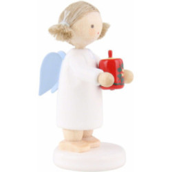 Flax Haired Angel with Christmas Candle - 5 cm / 2 inch
