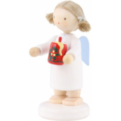 Flax Haired Angel with Christmas Candle - 5 cm / 2 inch