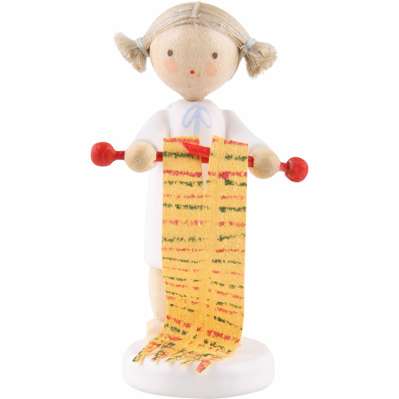 Flax Haired Angel with Knitting Needles - 5 cm / 2 inch