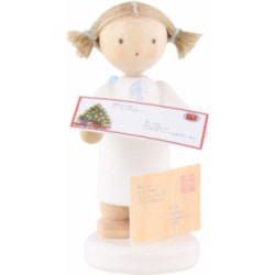 Flax Haired Angel with Letter to Christ Child - 5 cm / 2 inch