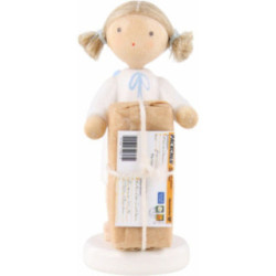 Flax Haired Angel with Christmas Gift - 5 cm / 2 inch