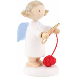 Flax Haired Angel with Scissors and Ball of Wool - 5 cm / 2 inch