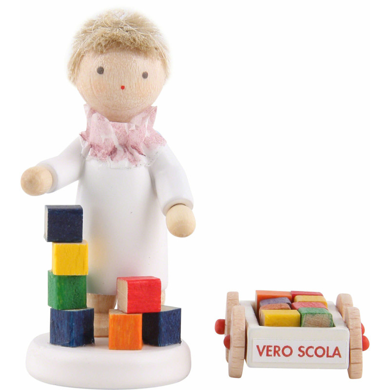 Flax Haired Angel with Blumenauer Building Set - 5 cm / 2 inch