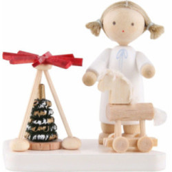 Flachshaarengel mit Pyramide und Thüringer Pferd - 5 cm