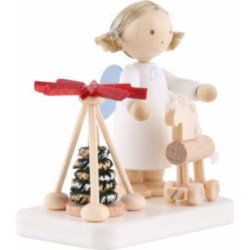 Flachshaarengel mit Pyramide und Thüringer Pferd - 5 cm
