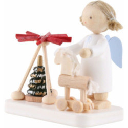 Flachshaarengel mit Pyramide und Thüringer Pferd - 5 cm