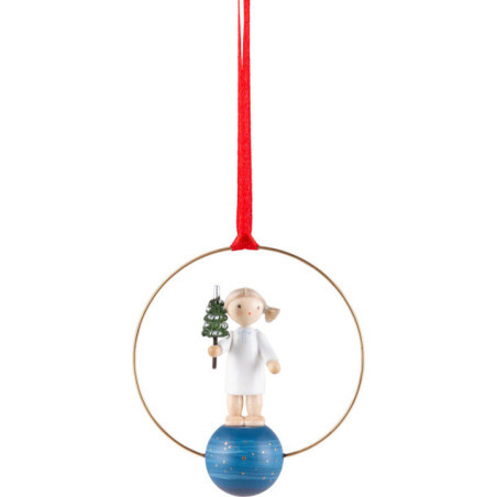 Christbaumschmuck Engel mit Bäumchen - 7 cm