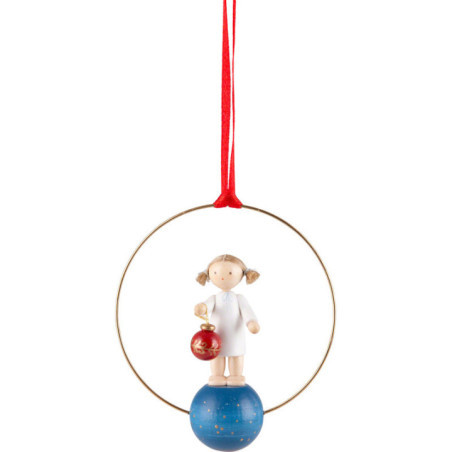 Tree Ornament - Angel with Tree Ball - 7 cm / 2.8 inch