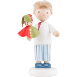 Flachshaarkinder Junge mit Kasperle rot/grün - 5 cm