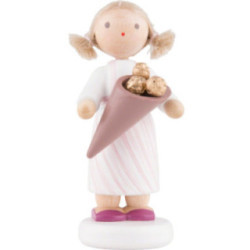 Flax Haired Children Girl with Chocolates - 5 cm / 2 inch