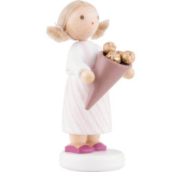 Flachshaarkinder Mädchen mit Pralinen - 5 cm