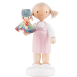 Flachshaarkinder Mädchen mit Kasperle, bunt - 5 cm