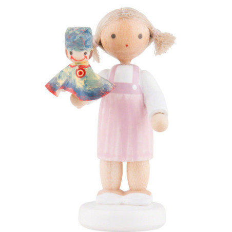 Flax Haired Children Girl with Punch, Colorful - 5 cm / 2 inch