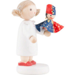 Flachshaarkinder Mädchen mit Kasperle rot/blau - 5 cm