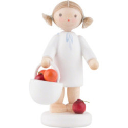 Flax Haired Angel with Apple Basket - 5 cm / 2 inch