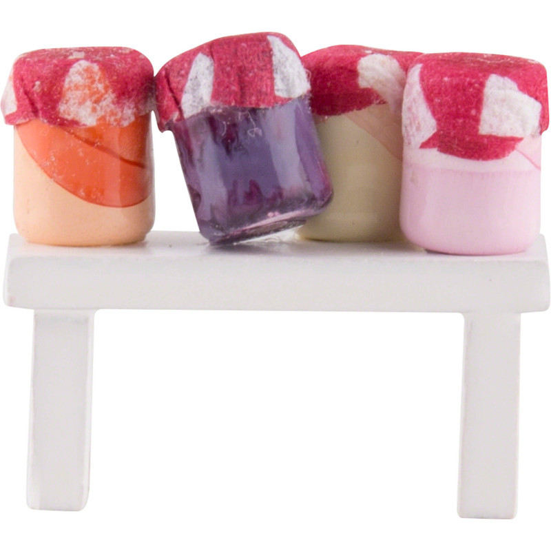 Flachshaarkinder Bänkchen mit Marmelade - 4 cm