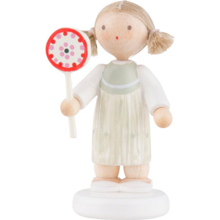 Flax Haired Children Girl with Lollipop - 5 cm / 2 inch