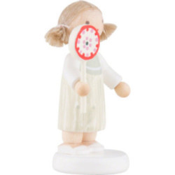 Flax Haired Children Girl with Lollipop - 5 cm / 2 inch