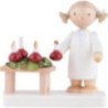 Flachshaarengel mit Adventskranz - 5 cm