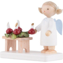 Flachshaarengel mit Adventskranz - 5 cm