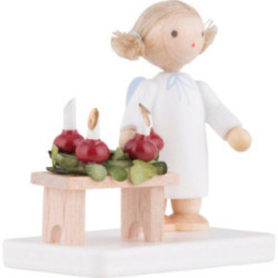Flax Haired Angel with Advent Wreath - 5 cm / 2 inch