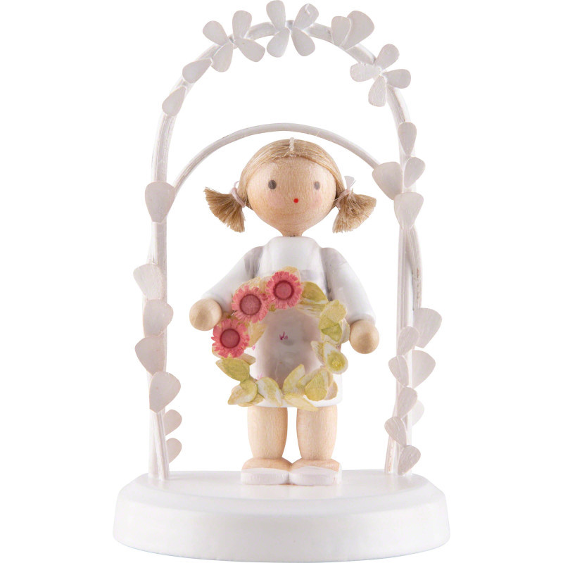 Flax Haired Children - Birthday Child with Easter Basket - 7,5 cm / 3 inch