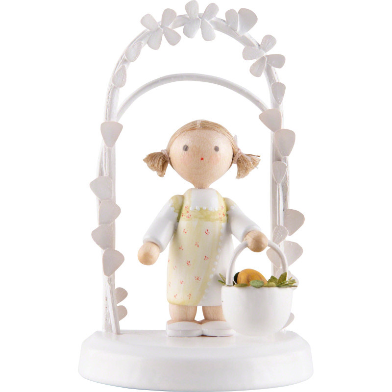 Flax Haired Children - Birthday Child with Flower Wreath - pink - 7,5 cm / 3 inch