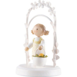 Flax Haired Children - Birthday Child with Flower Wreath - pink - 7,5 cm / 3 inch