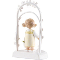 Flax Haired Children - Birthday Child with Flower Wreath - pink - 7,5 cm / 3 inch