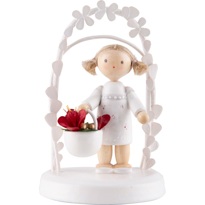 Flachshaarkinder Geburtstagskind mit Amaryllis - 7,5 cm