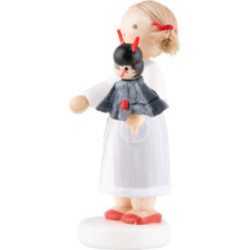 Flax Haired Children Girl with Devil - 5 cm / 2 inch