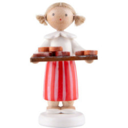 Flax Haired Children Girl with Pretzels - 5 cm / 2 inch
