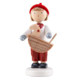 Flax Haired Children Boy with Rocking Horse - 5 cm / 2 inch