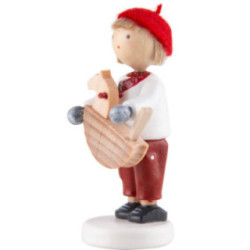Flachshaarkinder Junge mit Schaukelpferd - 5 cm