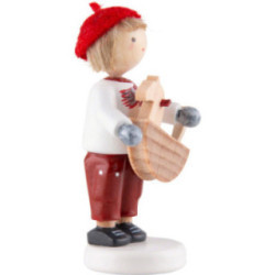 Flax Haired Children Boy with Rocking Horse - 5 cm / 2 inch