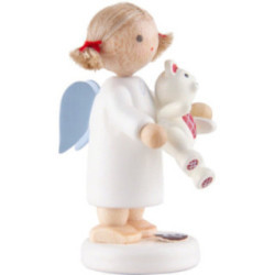 Flachshaarengel mit Teddy - 5 cm