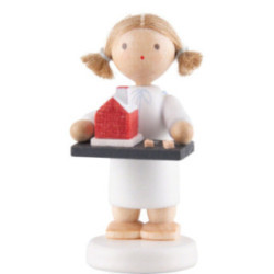 Flax Haired Angel with Smoking House - 5 cm / 2 inch