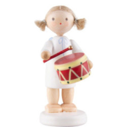 Flax Haired Angel with Drum - 5 cm / 2 inch