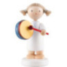 Flax Haired Angel with Tambourine - 5 cm / 2 inch
