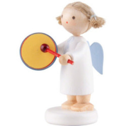 Flax Haired Angel with Tambourine - 5 cm / 2 inch